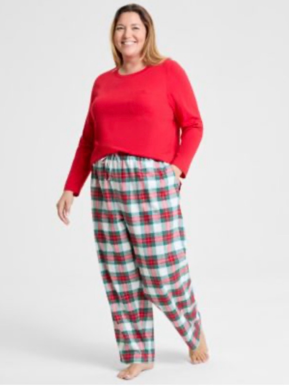 Women’s Holiday Lane Merry Plaid Flannel Pajamas Sleepwear Set XL Cabincore
